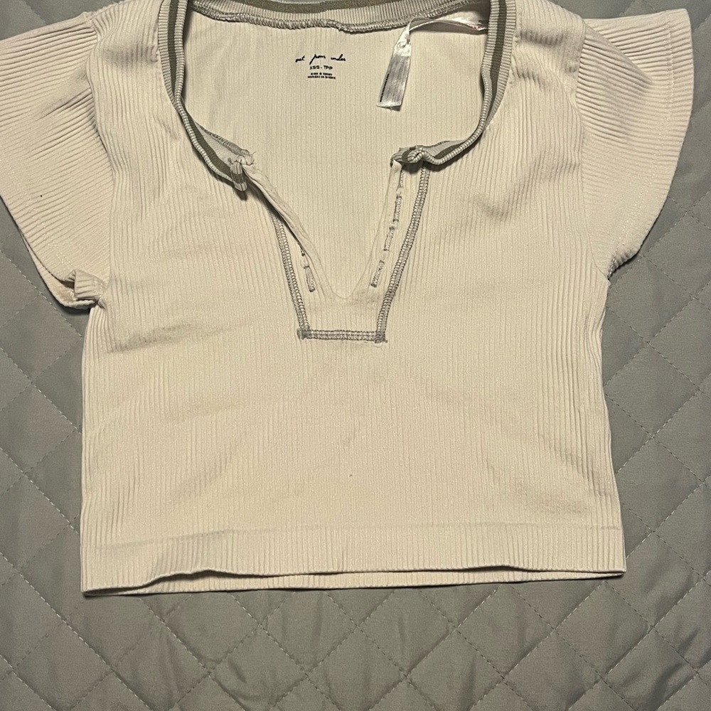 Urban Outfitters Cream Ribbed Blouse